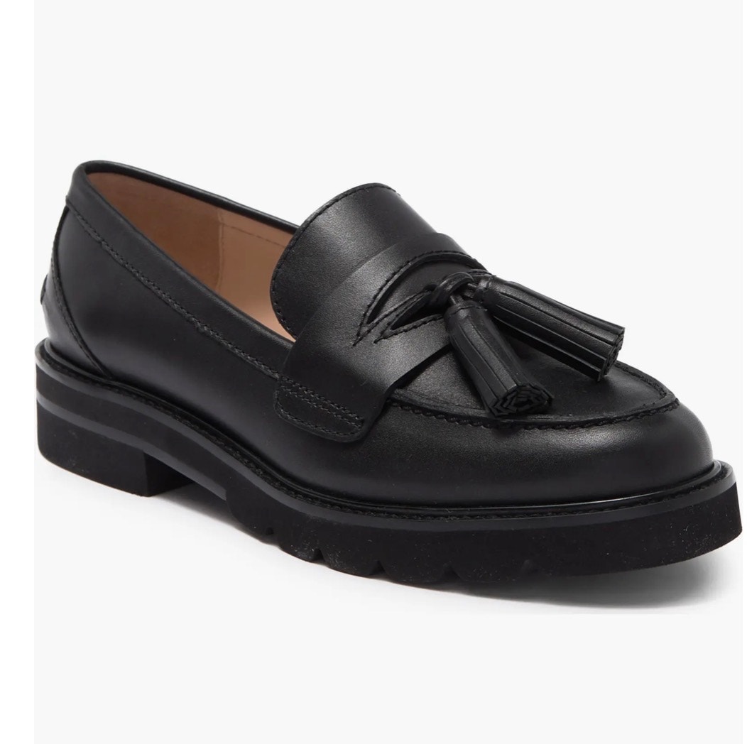 Stuart Weitzman Adrina Leather Tassel Black Loafers-Size 11.5